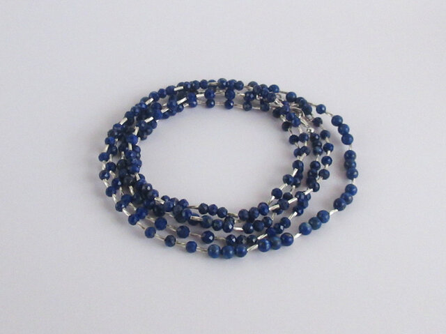 瑠璃色 天然石ラピスラズリとカレンシルバーの 3way ロングネックレス