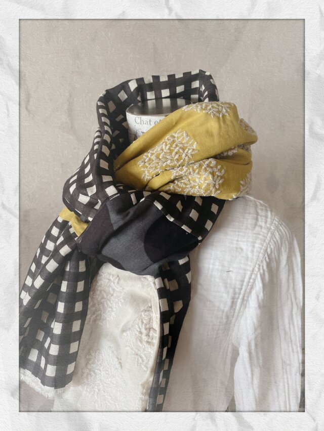 コットン.リネンストール(黄色＆黒)