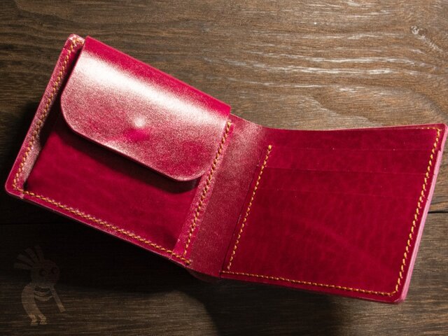ベルギー産ルガトショルダー アザレアピンク 本革二つ折り財布
