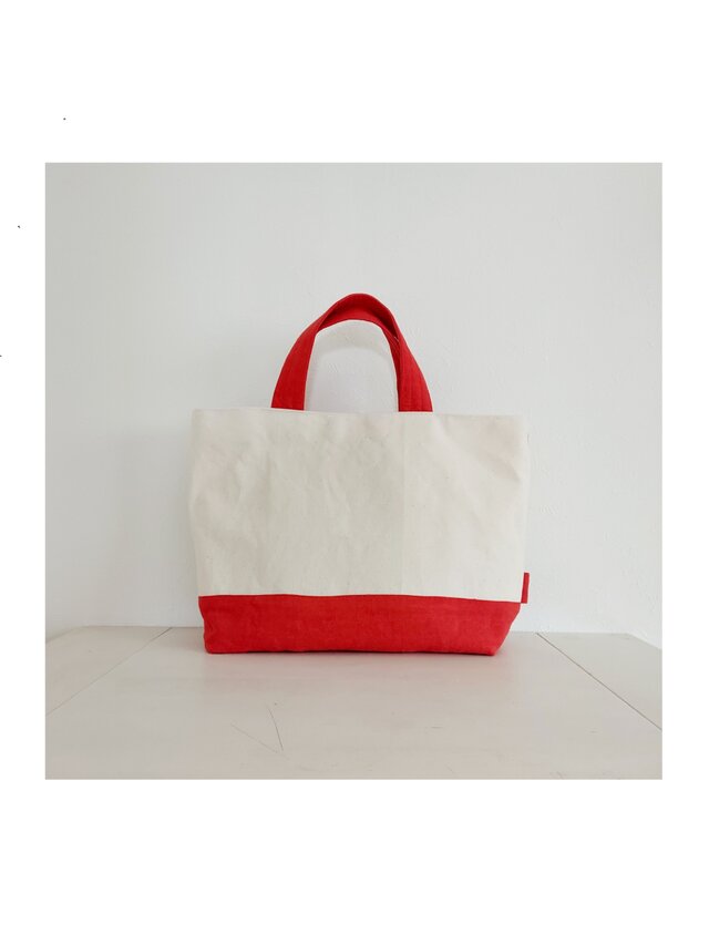 手提げトートbag　　しろ+赤