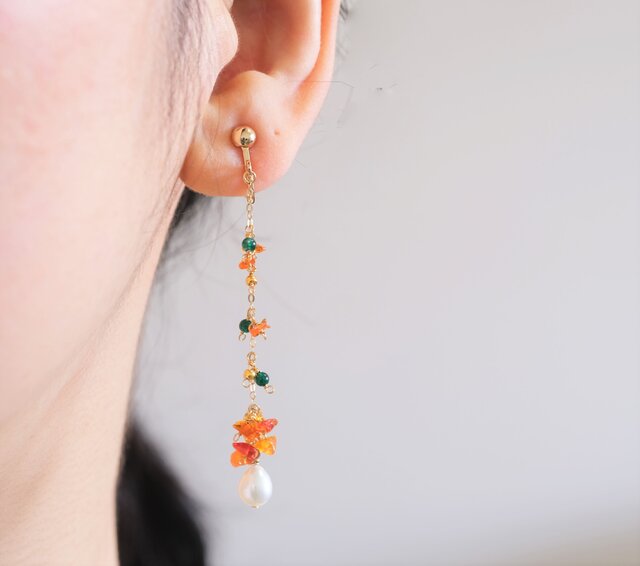 【12日限定お値下げ】bororo ファイヤーオパール　シングルピアス 12日限定お値下げ】bororo ファイヤーオパール シングルピアス 12日