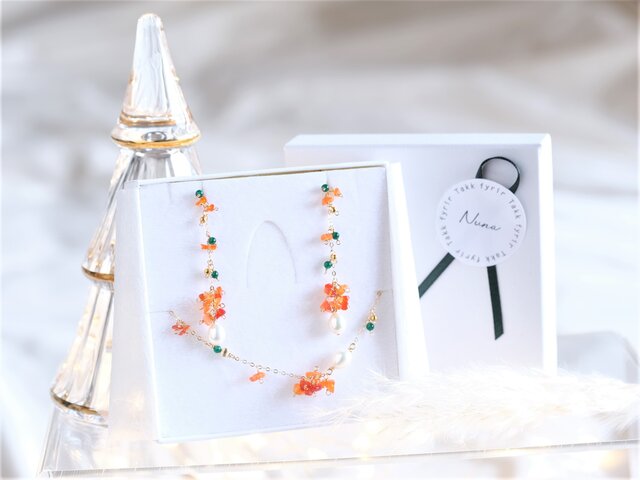 ファイヤーオパールブレスレット fire opal bracelet：ファイヤーオパール チェーンブレスレット
