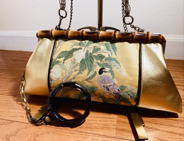 3way竹クラッチバッグ 帯×レザー | iichi 日々の暮らしを心地よくする