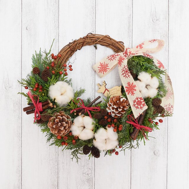 フレッシュグリーンのクリスマスハーフリース・トナカイ