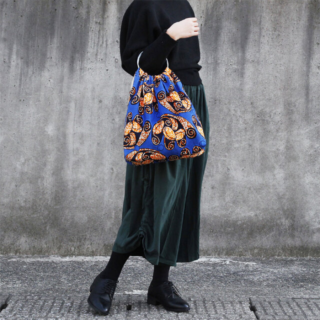 アフリカ布のリングハンドルバッグ｜大人可愛い お洒落