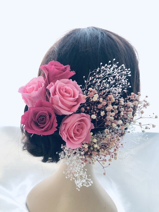 花冠 花かんむり ウェディング ヘッドドレス ピンク 結婚式