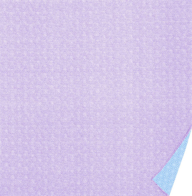 風呂敷　両面染ふろしき　鮫小紋 / 麻型　綿100％ 　紫/水色　90cmx90cmの画像1枚目