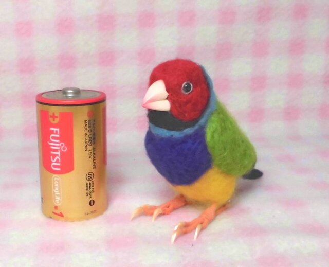 コキンチョウ 胡錦鳥 ほぼライフサイズ♪羊毛フェルト 受注製作 羊毛