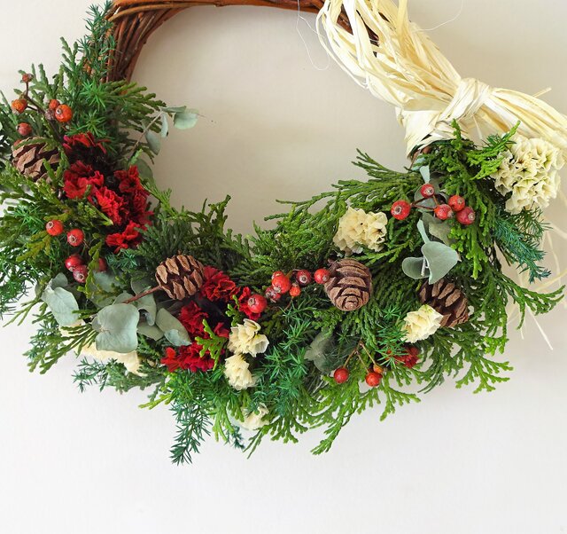 クリスマスフレッシュリース ボックス入り Iichi ハンドメイド クラフト作品 手仕事品の通販