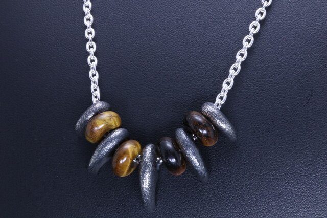 ネックレス メンズ 八尺瓊 勾玉 ペンダント 燻し仕上げ SIZE:S/M×2ヶ L