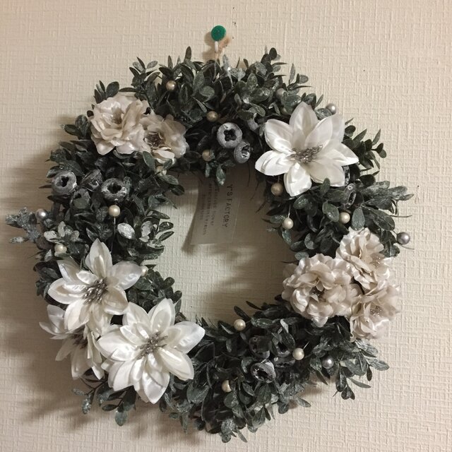 リース、白、造花、ハンドメイド - 花束・アレンジメント
