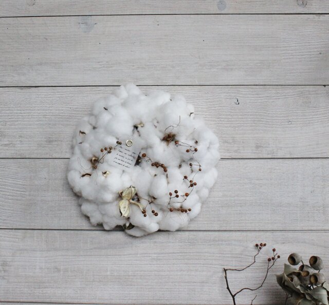 [YUI] cotton wreath 「結」コットンのリース 綿花 ナチュラル ドライ