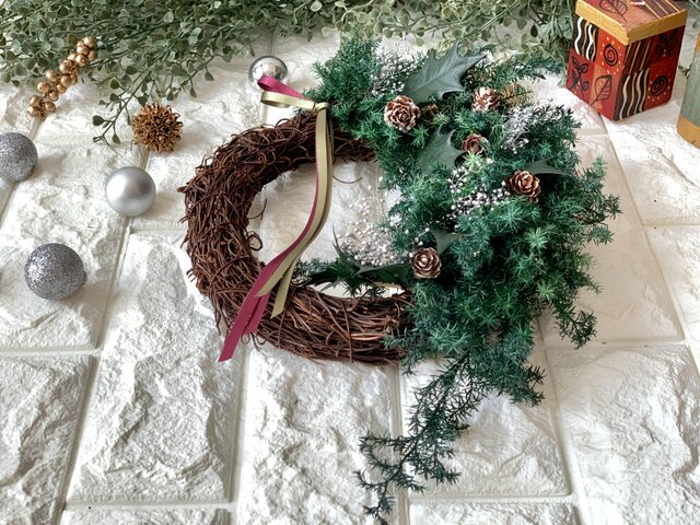 5.クリスマスハーフリース Christmas half wreath 2021 クリスマスハーフリース