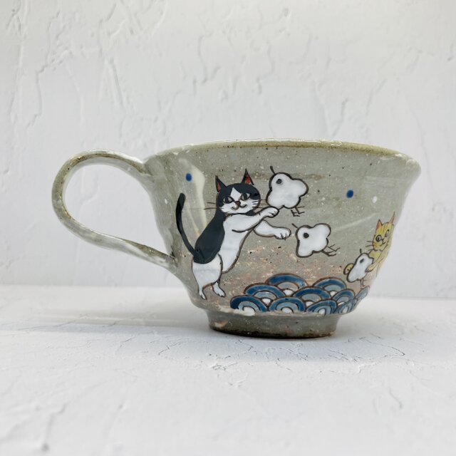 京焼　スープカップ　波千鳥