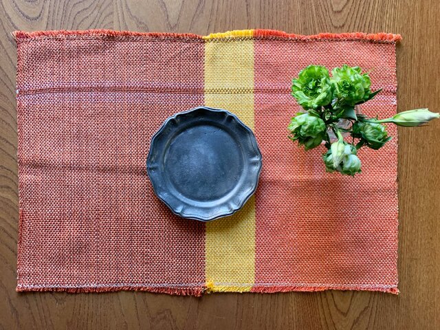 手織りランチョンマット「Yellow and Orange Mix 3」 | iichi