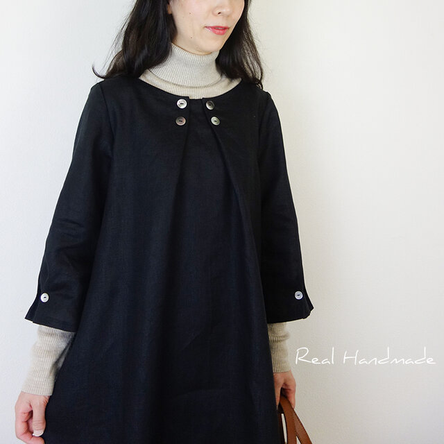 送料無料 ブラックリネンフラワーバックタックワンピース 初回特典付 Active Testingsites Co