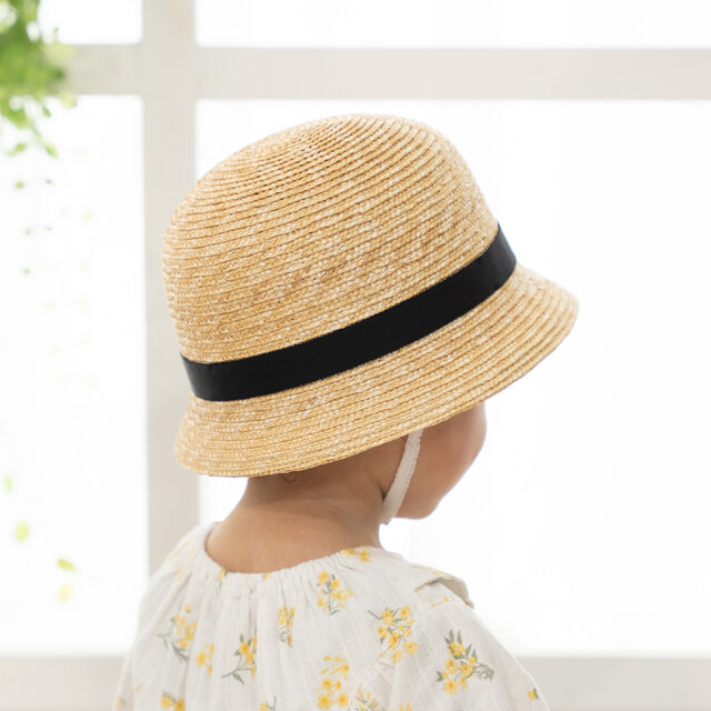 Gland グラン 麦わら帽子 クロッシェ 子供用 ブラック 48cm [UK-H010