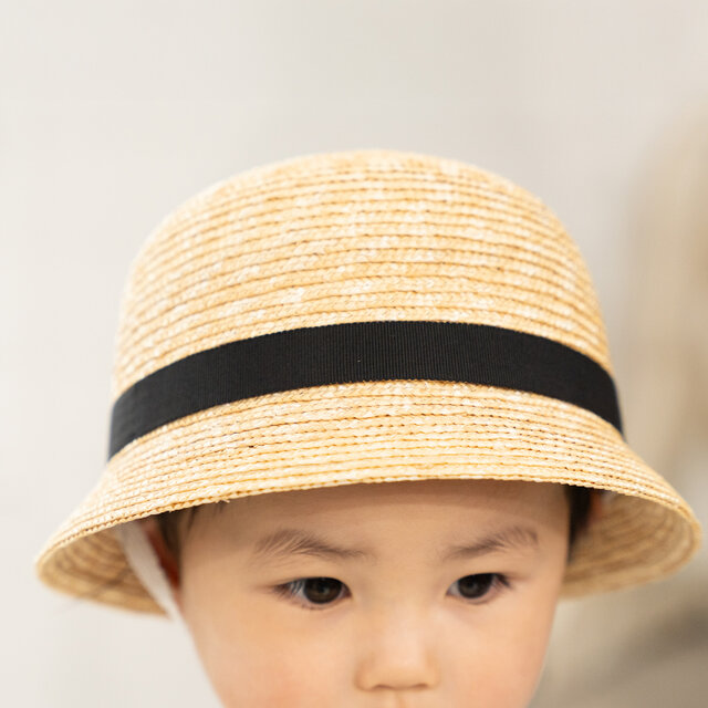 Gland グラン 麦わら帽子 クロッシェ 子供用 ブラック 48cm [UK-H010