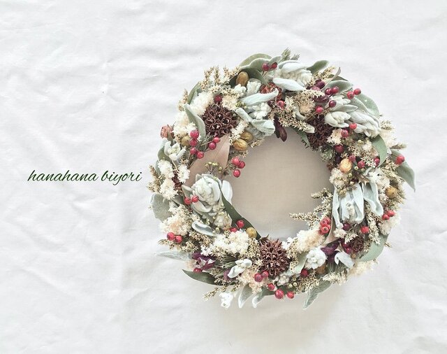 冬のラムズイヤーのリース クリスマスやお正月にも☆ | iichi 日々の