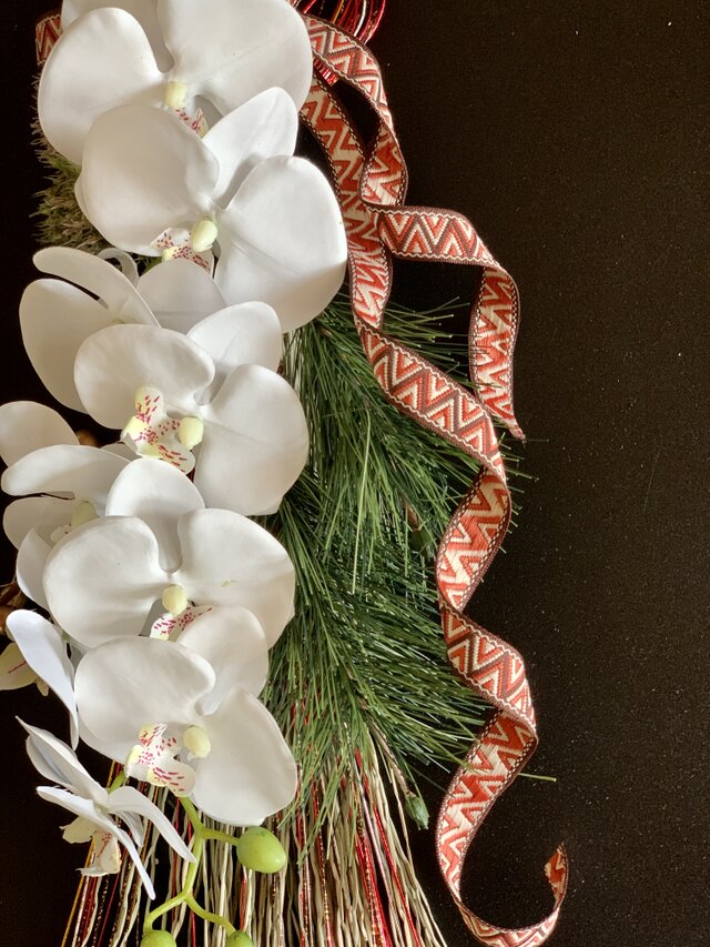 2022しめ縄飾り 胡蝶蘭のしめ縄 お正月飾り お正月 しめ縄 玄関飾り