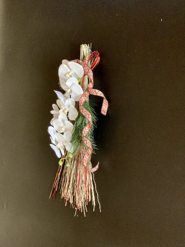 2022しめ縄飾り 胡蝶蘭のしめ縄 お正月飾り お正月 しめ縄 玄関飾り