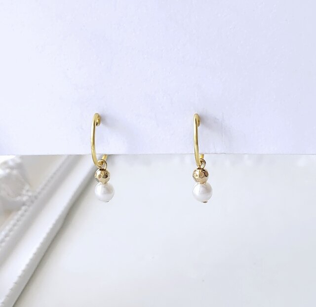 雪だるまが可愛いイヤリング ハンドメイド ピアス 金具交換可能