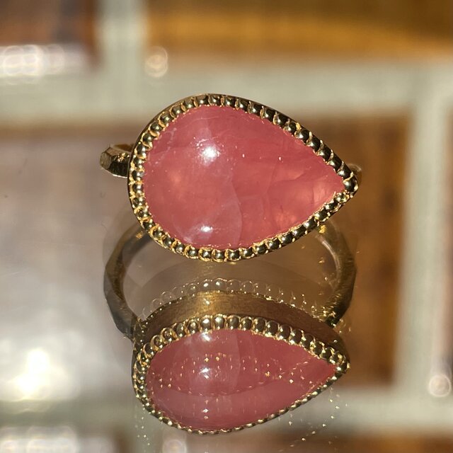 ロードクロサイト　バラ色のしずく　5.77ct　シルバーSV925リング　　