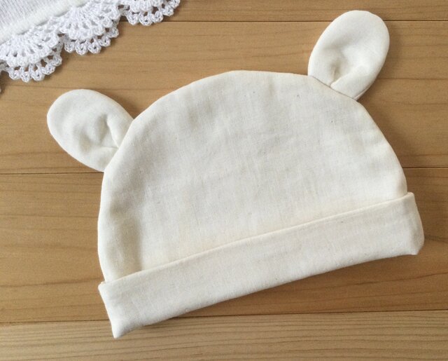 再3♪クマさん♪オーガニック♪ふんわり4重ガーゼ♪お帽子の画像1枚目