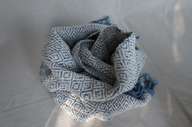 organic cotton muffler/handwoven_diamondの画像1枚目