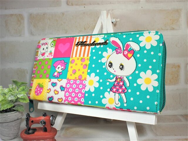 ★スーちゃん＆ビリー君＊ブルー系＊長財布＊ハンドメイド＊パッチワーク＊ ☆スーちゃん＆ビリー君＊ブルー系＊長財布＊ハンドメイド＊パッチ