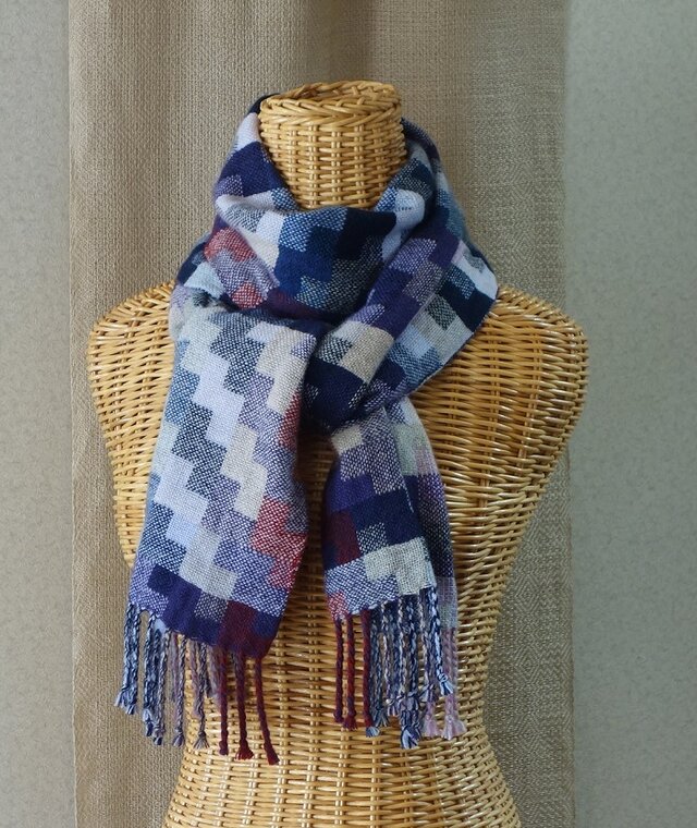 「Kさまご依頼品」手織りカシミアマフラー・・オーキッド