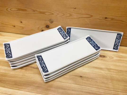 新品】有田焼製 濃草花図長角皿 10枚組 1枚のサイズ/約22.8cm×約8.3cm