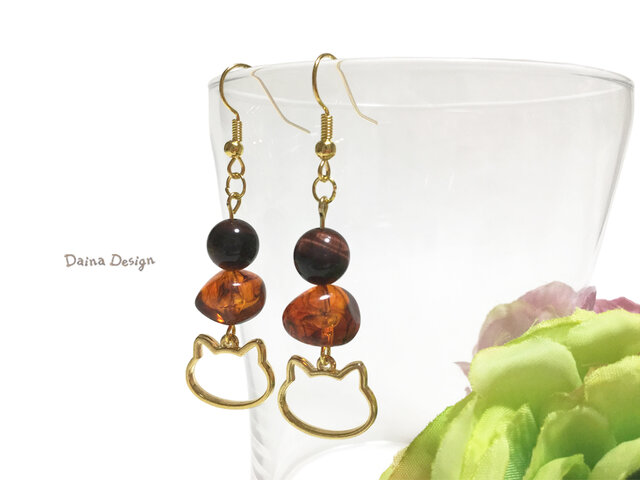 天然石どんぐりピアス　ケープアメジスト　③、ダイガーアイ　レッド imgrc0074316411.jpg