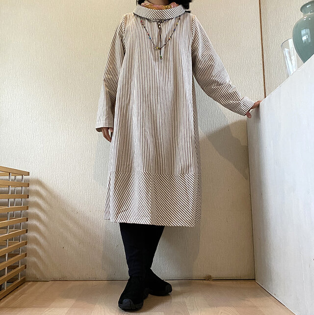 SALE ロールカラーのバルーンワンピース LLサイズ