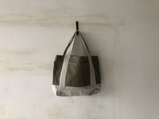 リネンのトートバッグ Belgiun linen25 "マチたっぷりのお散歩BAG”の画像1枚目