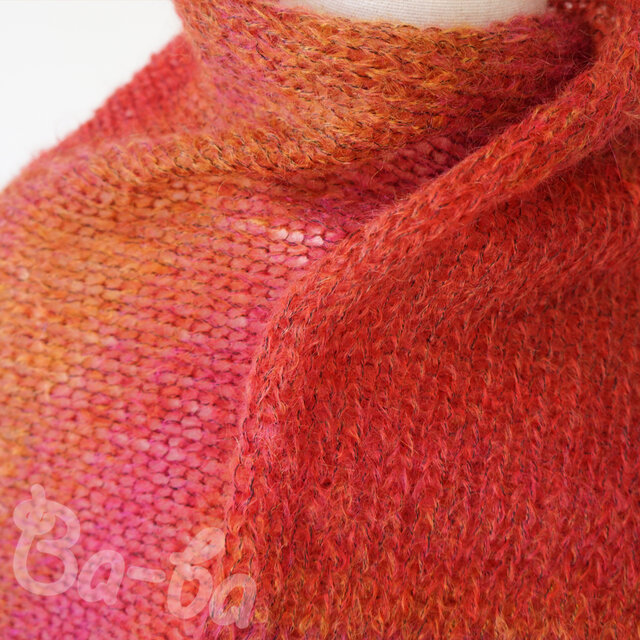ばあばのあったか機械編みマフラー（ゆうやけ・M8）