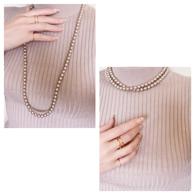 80cm Pearls Long Necklaces 8mmシルキーベージュパールロング
