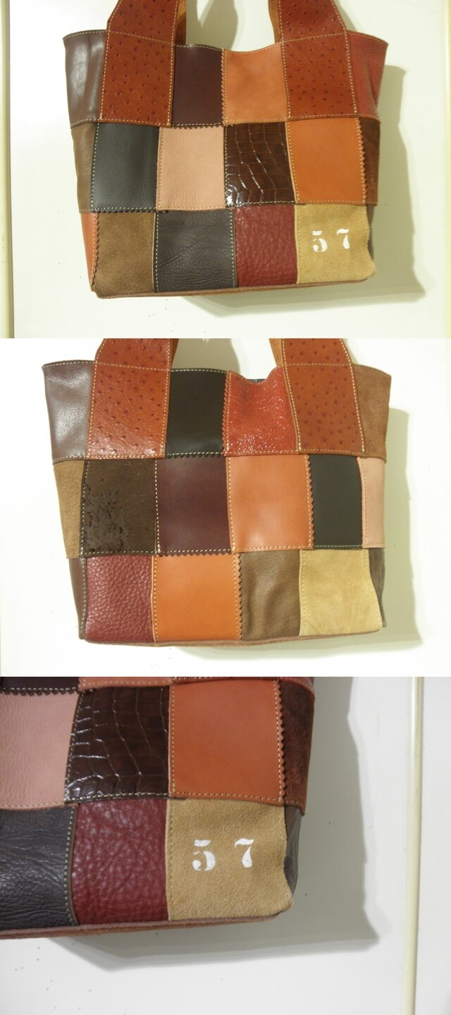 レザーパッチワークハンドバッグ57 | iichi 日々の暮らしを心地よく