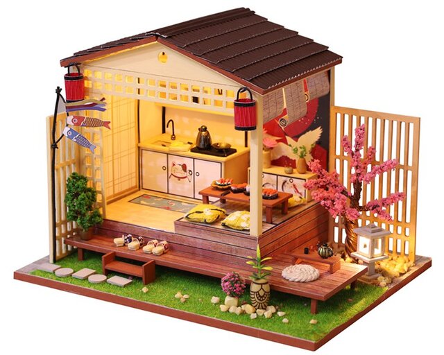 「春を楽しむ花見小屋」ミニチュア ドールハウス ★完成品★