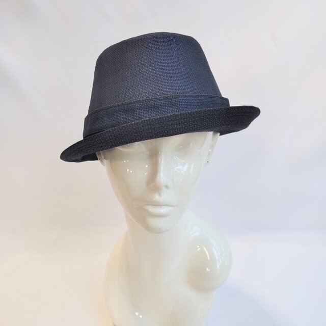 大島紬着物リメイクハット：藍大島／２営業日以内発送／国内送料無料／211ha01 ★サイズオーダー可：通常納期２週間