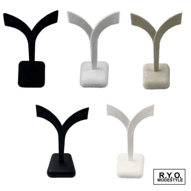 シンプルピアススタンド　Y字型L ブラック合皮