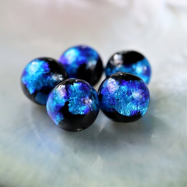 【ホタルガラス】伝統工芸品 イヤリング｜ブルー｜ガラス直径2cm ほたる玉 イヤリング とんぼ玉 両耳 蓄光 ホタル ガラス ビーズ