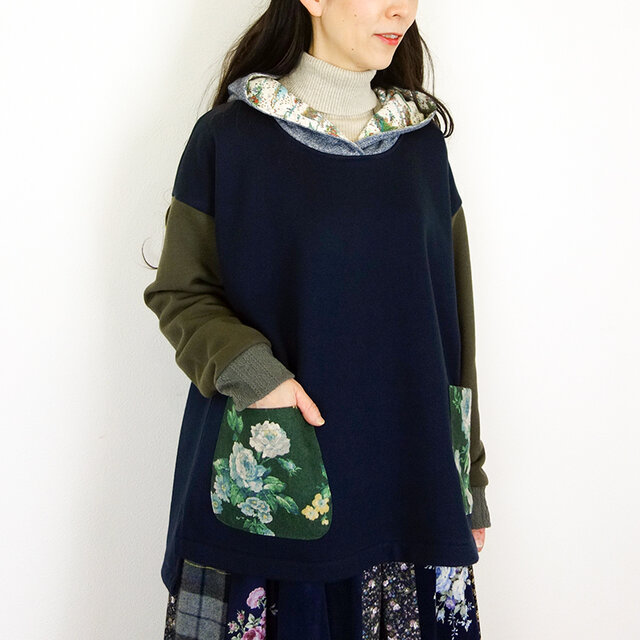 [予約作品] ネイビーアンティークローズドロップパーカー