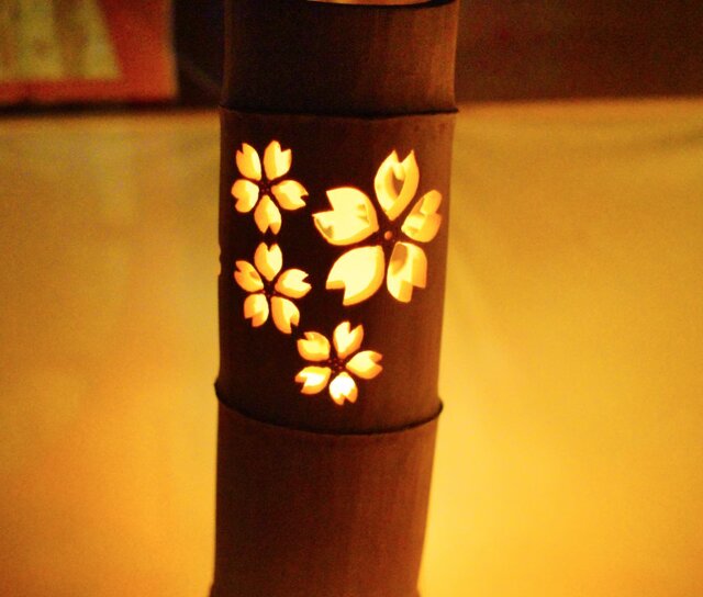 竹灯り・竹あかり・竹灯籠・竹灯篭・竹ランプ ◇両面彫り◇ ～～ 大型