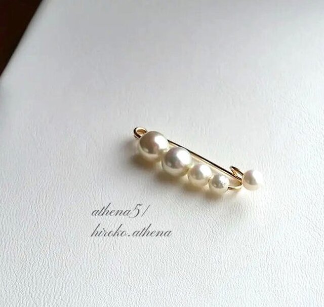 bb-77.18K.アコヤパール：#パールブローチ#ピンブローチ、ヘアブローチ iichi  日々の暮らしを心地よくするハンドメイドやアンティークのマーケットプレイス