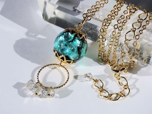 ホタル玉 ネックレス とんぼ玉 16mm ホタルガラス