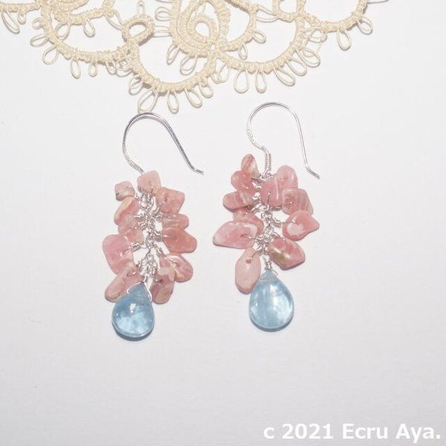 *冬の朝に春の光*宝石質アクアマリンAAAがメインのピアス