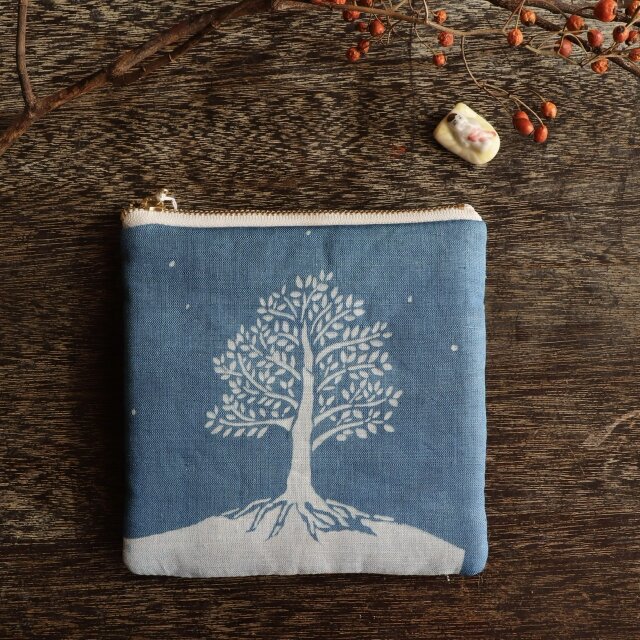 藍染 ポーチ「Night tree」