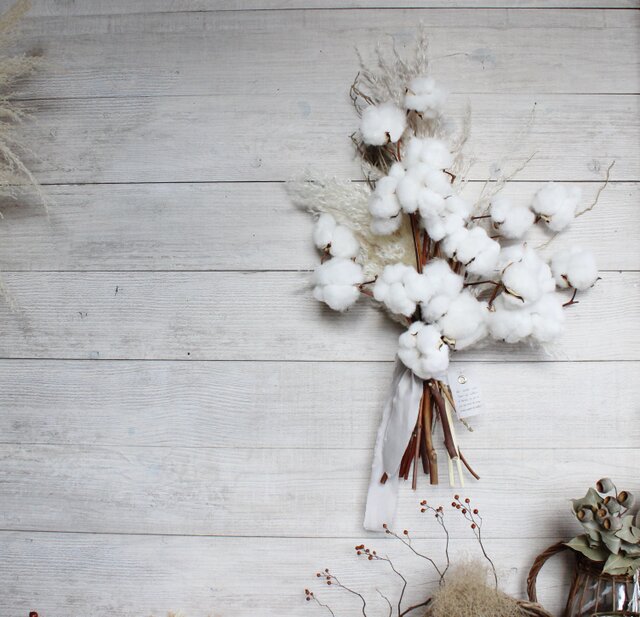 コットンの 枝ブーケ パンパス スワッグ ナチュラルブーケ