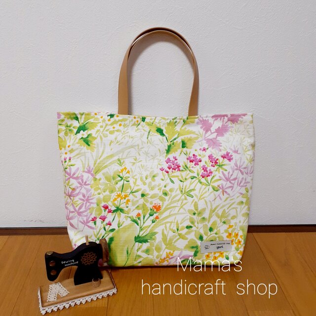 北欧花柄　大きめトートバッグ